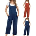 thumbnail image 1 of QATAINLAV Jumpsuits for Women Dressy Casual Loose Overalls Jumpers Sleeveless Wide Leg One Piece Pant Summer Solid Color Rompers with Pockets Lightning Sale Navy L, 1 of 6