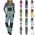 thumbnail image 1 of QATAINLAV Jumpsuits for Women Winter Waterproof Insulated Snow Pants Casual Adjustable Strap Bibs Overalls One Piece Jumper with Pockets,Black,M, 1 of 9