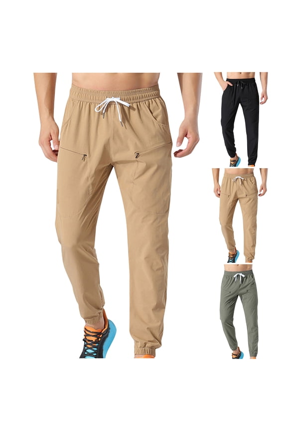 Khaki Joggers Pants with Pockets for Men Casual Drawstring Elastic Waist Hiking Pants Baggy Cinch Bottom Sweatpants Army Green XXXXXL Ofertas Flash Del Dia