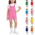 thumbnail image 1 of QATAINLAV Kids Bib jumpsuits Summer Casual Loose Fit Spaghetti Strap Shorts Overall Rompers Solid Color Shortalls with Pockets, Light Blue, 12-13 Years, 1 of 8