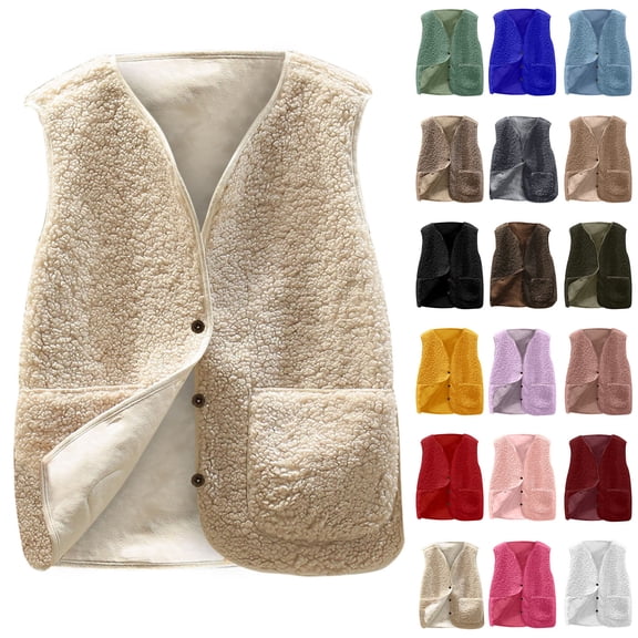 QATAINLAV Kids Fleece Vest Coat Trendy Sleeveless Sherpa Jacket with Pocket Boys Girls Back to School Waistcoat Winter Outwear, Pink, 5 Years