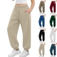 thumbnail image 1 of QATAINLAV Kids High Waisted Joggers Pants with Pockets Solid Casual Elastic Waist Workout Sweatpants Back to School Clothes Light Blue, 1 of 10