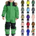 thumbnail image 1 of QATAINLAV Kids One Piece Snowsuits Girls Boys Waterproof Windproof Jumpsuits Winter Outdoor Warm Hooded Overalls Snowboarding Ski Suits, Purple, 90, 1 of 8