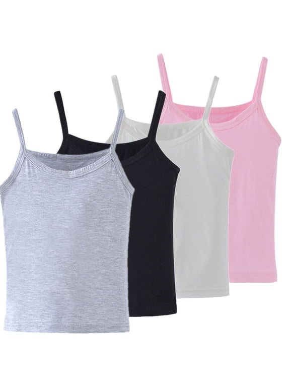 Kids Sleeveless Undershirts Casual Spaghetti Straps Camisole Solid Color Comfortable Tank Tops for Unisex Boys and Girls Pink 5 Years