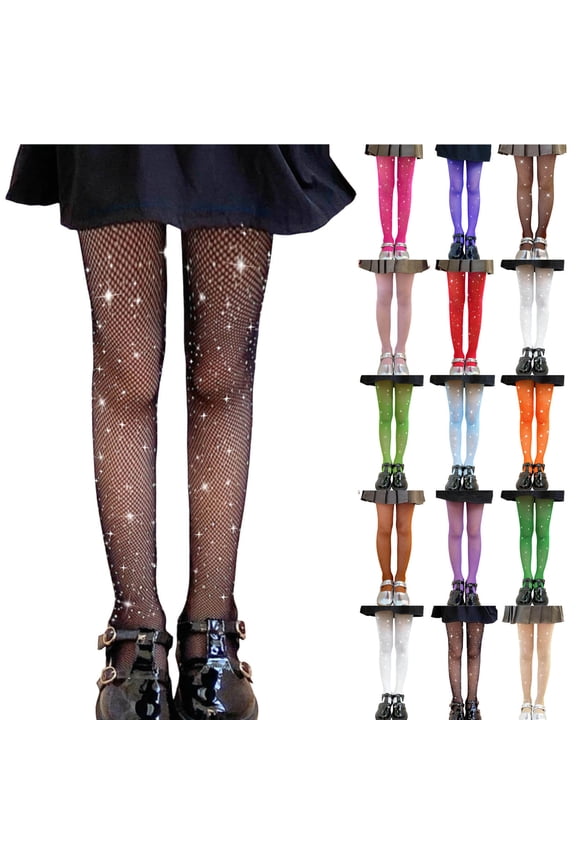Kids Sparkle Tights Glitter Shimmer Mesh Pantyhose High Waist Party Fishnet Stockings Blue