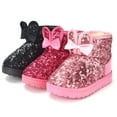 thumbnail image 1 of QATAINLAV Kids Warm Fall Winter Sequin Snow Boots Cute Bowknot Fleece Lined Ankle Boots Hot Pink, 1 of 6