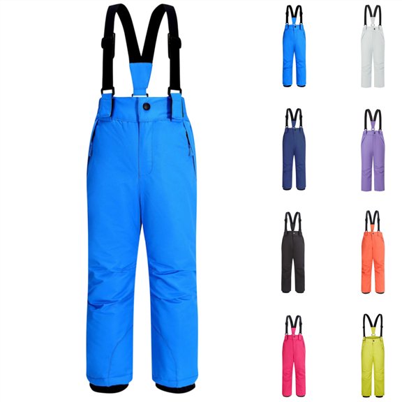 QATAINLAV Kids Waterproof Snow Pants Winter Warm Skiing Snowboard Overalls Boys Girls Warm Insulated Skiing Bibs Jumpsuits Orange 110