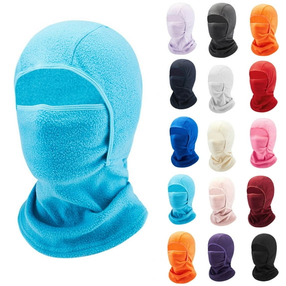 QATAINLAV Kids Winter Warm Ski Mask Boys Girls Fleece Face Cover Mask for Skiing Cycling Scarf Hood, Black, 5-12Years