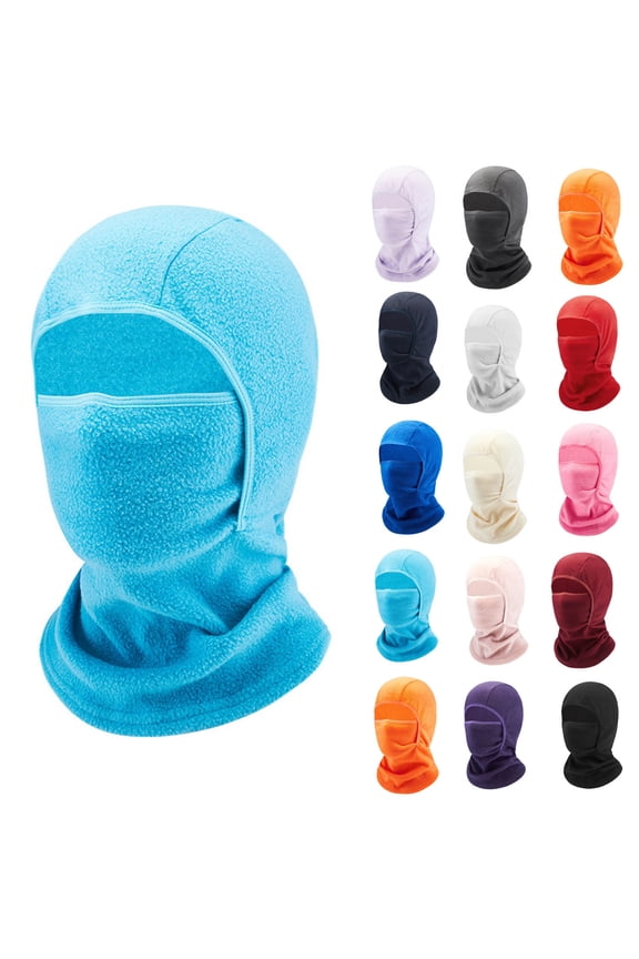 Kids Winter Warm Ski Mask Boys Girls Fleece Face Cover Mask for Skiing Cycling Scarf Hood, Hot Pink, 5-12Years