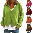 thumbnail image 1 of QATAINLAV Knit Cardigan Sweaters for Women Solid Color Long Sleeve Open Front Outerwear Fall Casual Button V Neck Cardigans Limited Time Sale Coffee XL, 1 of 5
