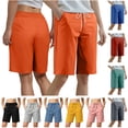 thumbnail image 1 of QATAINLAV Ladies Bermuda Shorts High Waisted Knee Length Sweat Shorts Casual Drawstring Athletic Long Shorts with Pockets Pink S, 1 of 8