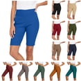 thumbnail image 1 of QATAINLAV Ladies Bermuda Shorts Knee Length Athletic Casual Long Shorts Side Split Stretch Slim Athletic Shorts Black S, 1 of 9