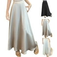 thumbnail image 1 of QATAINLAV Ladies Maxi Skirts Womens Casual Solid Satin A Line Long Skirt Vacation Comfy Loungewear Beige M, 1 of 9