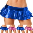 thumbnail image 1 of QATAINLAV Layered Mini Skirts for Women Stretchy Waist Ruffle Skater Micro Skirt Party Dance Clubwear Dark Blue, 1 of 4