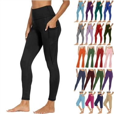 QATAINLAV Leggings with Pockets for Women Full-Length Buttery Soft Running Tummy Control Yoga Pants Solid Color Slim Fit Workout Leggings Dark Gray M Summer Clearance Prime