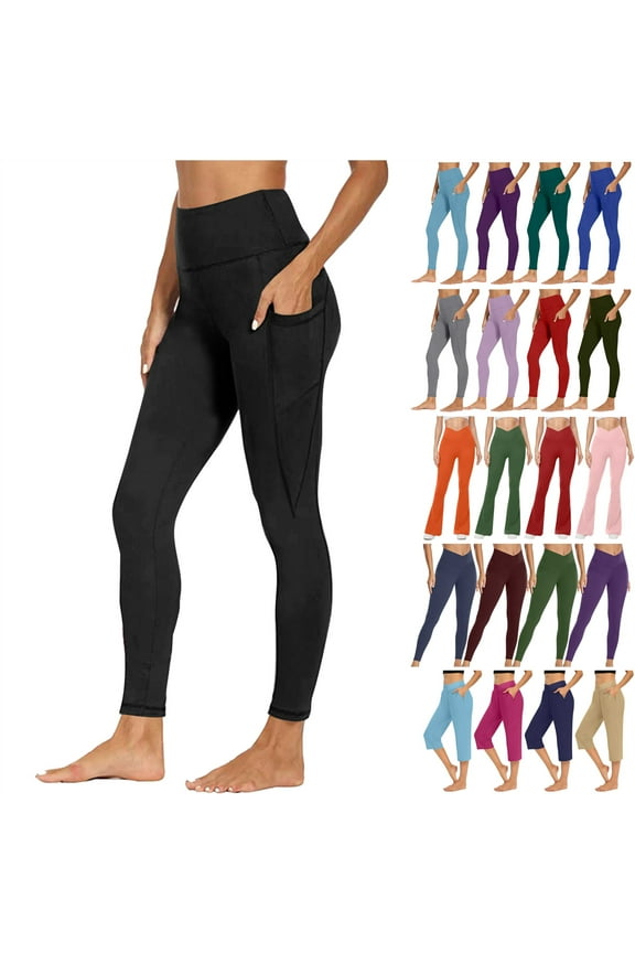 Womens Yoga Leggings Tummy Control Gym Crossover High Wasited Workout Pants Solid Slim Fit Stretch Athletic Legging Pants Gray L Daily Sales