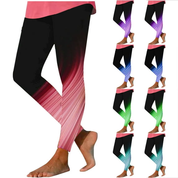 QATAINLAV Leggings for Women Casual Stretchy High Waisted Tummy Control Yoga Pants Fashion Digital Print Athletic Tight Legging Pant Purple XL