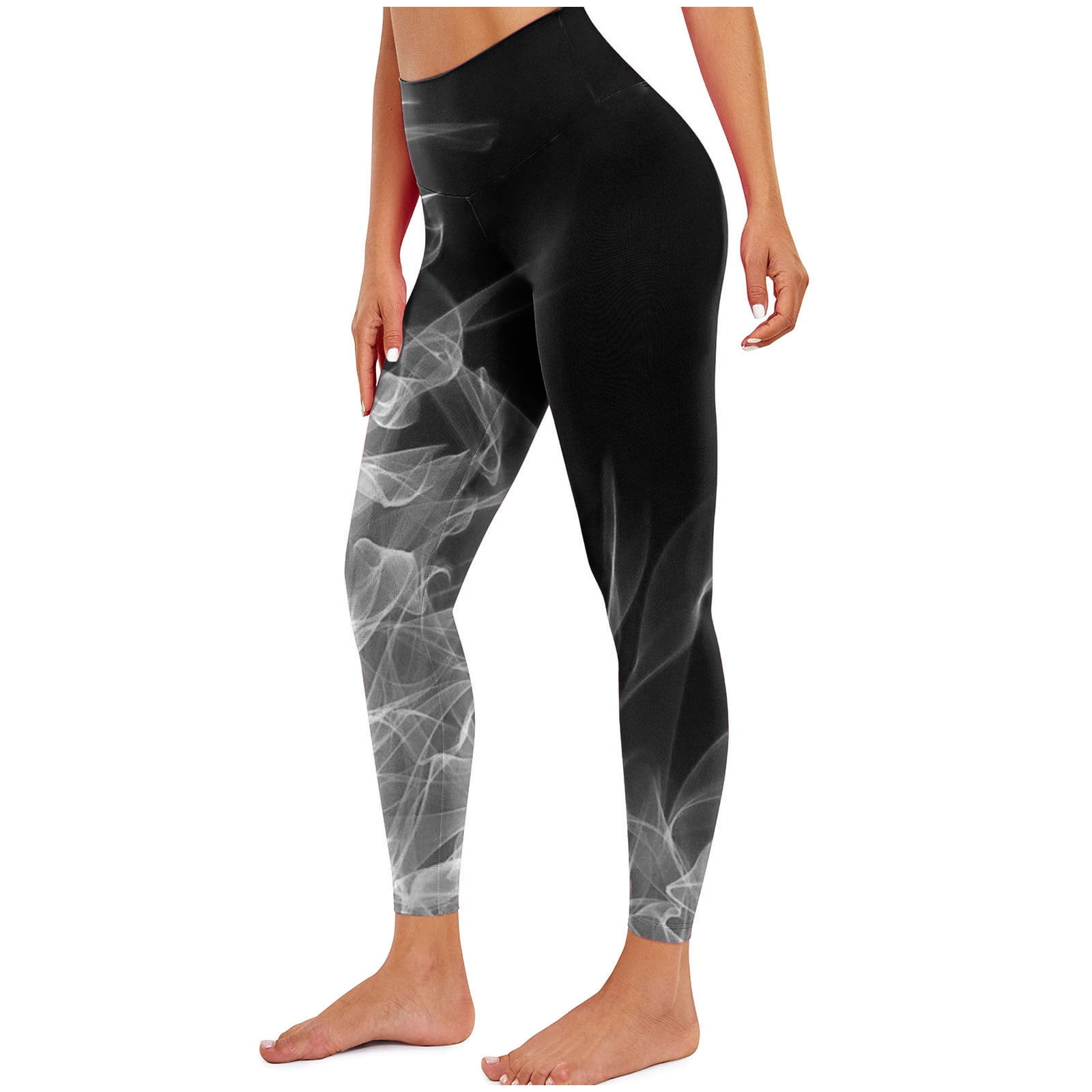 QATAINLAV Leggings for Women, Flame Print Workout Leggings Women Butt Lifting High Waisted Legging Tummy Control Soft Buttery Yoga Pants Gym Running Bottom Licras Para Mujer Gray XXXL