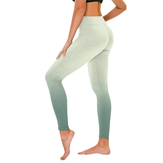 QATAINLAV Leggings for Women, Women's Ankle Length Gradient Printed Leggings Workout High Waisted Stretch Leggings 2024 Buttery Soft Yoga Pants Deals Under 10 Dollars for Women Green M