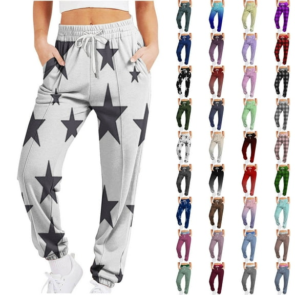QATAINLAV Lighten Sales of the Day Joggers for Women Y2k Gradient Print Sweatpants Casual Drawstring High Waisted Athletic Pants with Pockets Red S