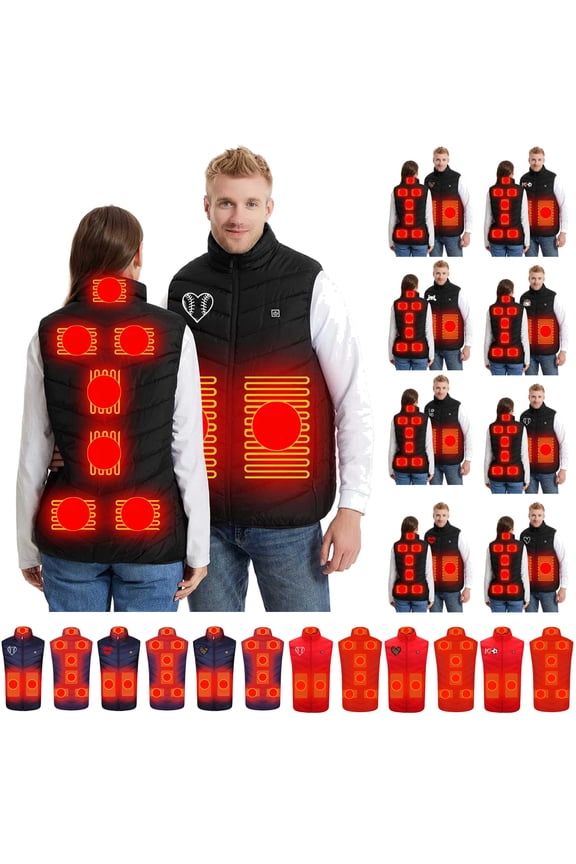 Lightening SalesHeated Vest, Unisex Winter Heated Vests Outerwear for Men Women, Lightweight USB Electric Heated Clothing Vest with 3 Heating Levels Red 4XL