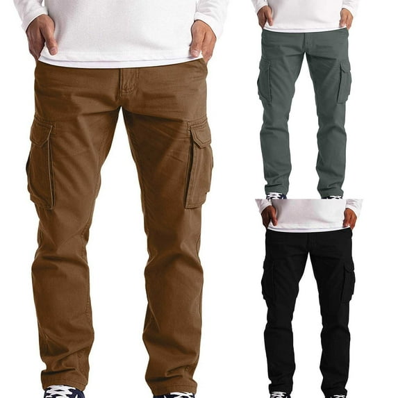 QATAINLAV Lightening Sale Cargo Pants for Men Casual Elastic Waist Workout Athletic Hiking Sweatpants Loose Fit Straight Leg Work Trousers with Multi Pockets Gray XL