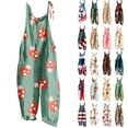 thumbnail image 1 of QATAINLAV Linen Jumpsuits for Women with Pockets Summer Sleeveless Adjustable Strap One Piece Pants Casual Wide Leg Overalls Mushroom Print Hippie Romper Prime Sales Wine XL, 1 of 6