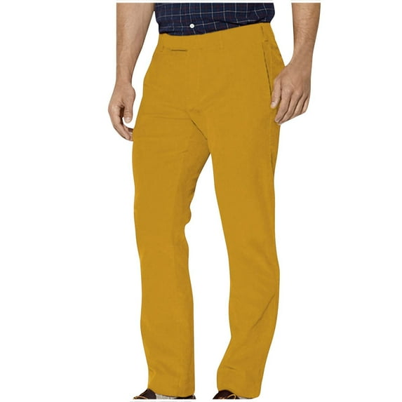 QATAINLAV Linen Pants Men Summer Lightweight Beach Pants with Pockets Basic Solid Color Buttoned Elastic Waist Skinny Pants Today's Sales Orange S