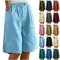 thumbnail image 1 of QATAINLAV Linen Shorts for Women Baggy Wide Leg Knee Length Summer Casual Shorts Elastic High Waisted Bermuda Shorts with Pockets Gray XXL on Sale Clearance 2025, 1 of 9