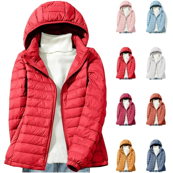 QATAINLAV Long Puffer Coat for Women Lightweight Removable Hood Down Jackets Solid Color Zip Up Winter Quilted Coats Outwear, White, XXL