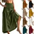 thumbnail image 1 of QATAINLAV Long Skirts for Women Casual Elastic Waist Pleated Tiered Midi Skirt Layered Ruffle Flowy Boho Beach Skirts, Yellow, L, Mothers Day Gifts, 1 of 10