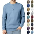 thumbnail image 1 of QATAINLAV Long Sleeve T Shirts for Men Waffle Knitted Henley Shirts Solid Casual Hippie Pullover Button Down Crew Neck Blouse Tops Purple XXL Vacation Sales, 1 of 8