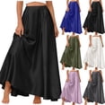 thumbnail image 1 of QATAINLAV Maxi Satin Silk Skirts for Womens High Waisted Elastic Long A-Line Skirt Summer Soft Party Flowy Skirts with Pockets Dark Gray M, 1 of 5