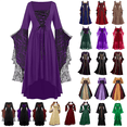 thumbnail image 1 of QATAINLAV Medieval Dress for Women Halloween Costumes Woman 2025 Renaissance Gothic Dresses Vintage Lace Bat Sleeve Party Dresses Black M, 1 of 5