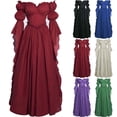 thumbnail image 1 of QATAINLAV Medieval Renaissance Costume Dress Womens Victorian Off Shoulder Puff Sleeve Gown for Halloween Wine XL, 1 of 7