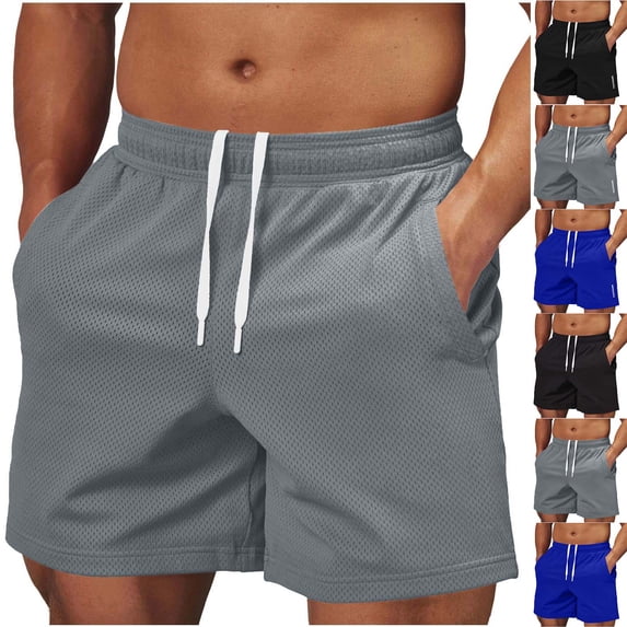 QATAINLAV Men's Athletic Running Shorts Lightweight Bodybuilding 5 Inch Workout Shorts Drawstring Gym Quick Dry Tennis Basketball Shorts Gray XL