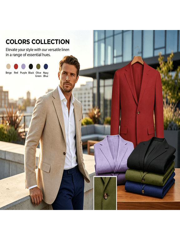 QATAINLAV Men's Blazer Jacket Casual Button Lightweight Sport Coat Summer Beach Wedding Groom Prom Navy S