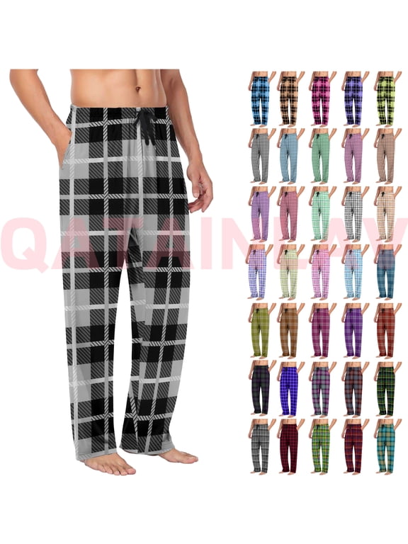 QATAINLAV Men's Buffalo Plaid Pajama Pants Big and Tall Loose Fit Lounge Pjs Casual Drawstring Waist Comfy Sleepwear with Pockets Green,M