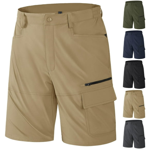 QATAINLAV Men's Cargo Shorts Casual Button Waist Summer Walking Hiking Shorts Loose Plus Size Zip Pockets Short Work Pants Army Green XXL Men's Gifts