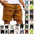 thumbnail image 1 of QATAINLAV Men's Cargo Shorts with Pockets Relaxed Fit Stretch Drawstring Elastic Waist Beach Shorts Solid Casual Loose Work Shorts Black M Hoy Oferta Flash, 1 of 8