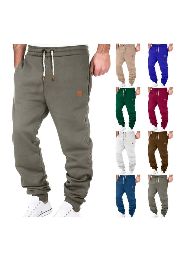 Men's Cargo Sweatpants with Pockets Solid Casual Tapered Joggers Pant Drawstring Waist Running Workout Track Pants Blue L