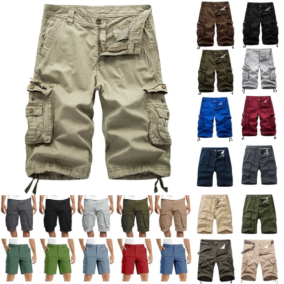 QATAINLAV Men's Casual Outdoor Tactical Shorts Relaxed Fit Military Hiking Short Pants Big and Tall Solid Summer Work Shorts with Multi Pockets Dark Blue XXXXL Birthday Gifts