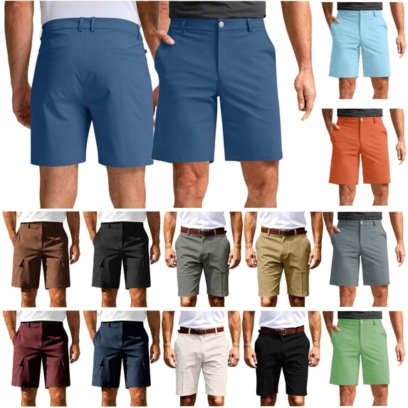 QATAINLAV Men's Chino Shorts Summer Lightweight 9" Inch Dress Shorts Solid Casual Flat Front Short Work Pants with Pockets Black L