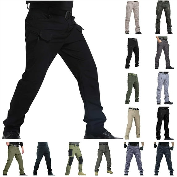 QATAINLAV Men's Fleece Hiking Pants Winter Warm Tactical Cargo Pants Solid Color Casual Outdoor Work Trousers, Khaki, XXXL