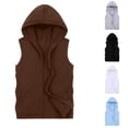 thumbnail image 1 of QATAINLAV Men's Full Zip Tank Tops Summer Sleeveless Hoodies Muscle Gym Workout Hooded Vest with Pockets, Coffee, XXXXXL, 1 of 4
