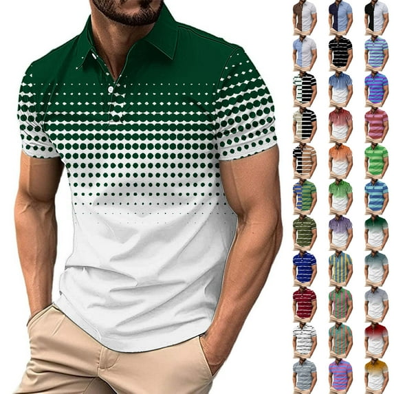 QATAINLAV Men's Golf Shirts Summer Short Sleeve Polos Shirt Muscle Fit Button Down Lapel Athletic Tops Casual Breathable Blouses Gray M Clearance Sale