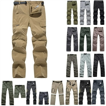 QATAINLAV Men's Hiking Pants Convertible Quick Dry Lightweight Zip-Off Outdoor Travel Camping Fishing Pants Multi Pockets Work Trousers Camisas Para Hombres Gray M