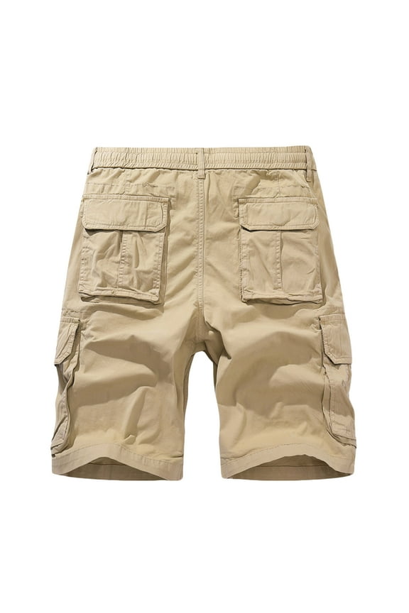 Men's Lightweight Multi Pocket Cargo Shorts Outdoor Twill Button Zipper Shorts 2024 Summer Casual Drawstring Hiking Shorts Sales under 5 Dollars Khaki L