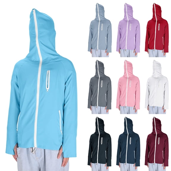 QATAINLAV Men's Lightweight Sun Protection Hoodies Breathable Running Athletic Jacket Summer Long Sleeve Shirts with Pockets, Purple, XXL