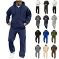 thumbnail image 1 of QATAINLAV Men's Long Sleeve Sweatsuits Casual Athletic 2 Piece Outfits Fall Winter Full Zip Hoodie and Cargo Sweatpants Matching Sets Jogging Suit, Dark Blue, M, 1 of 7